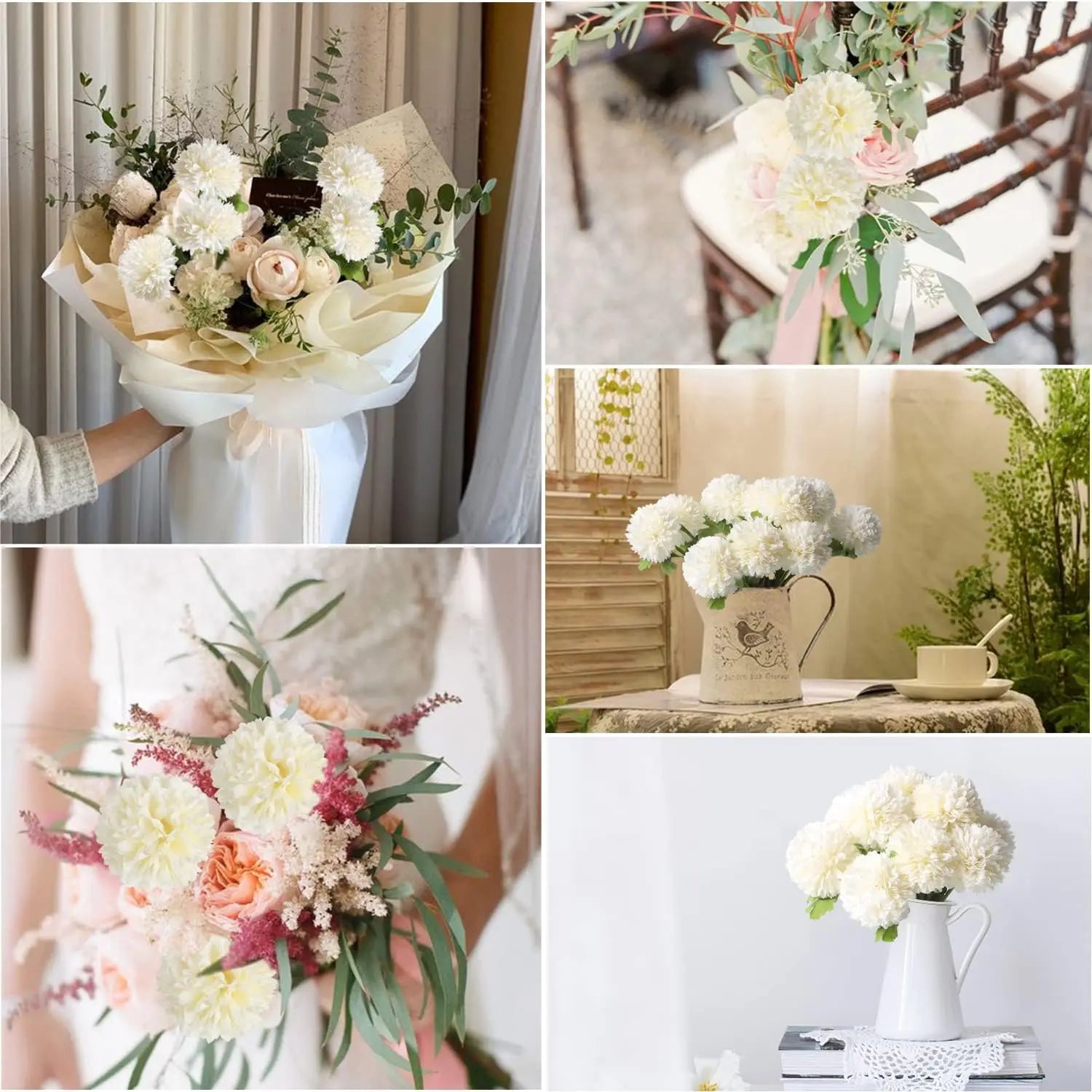 Boules de fleurs artificielles en chrysanthème pour la décoration de mariage et de la maison (Lot de 12)