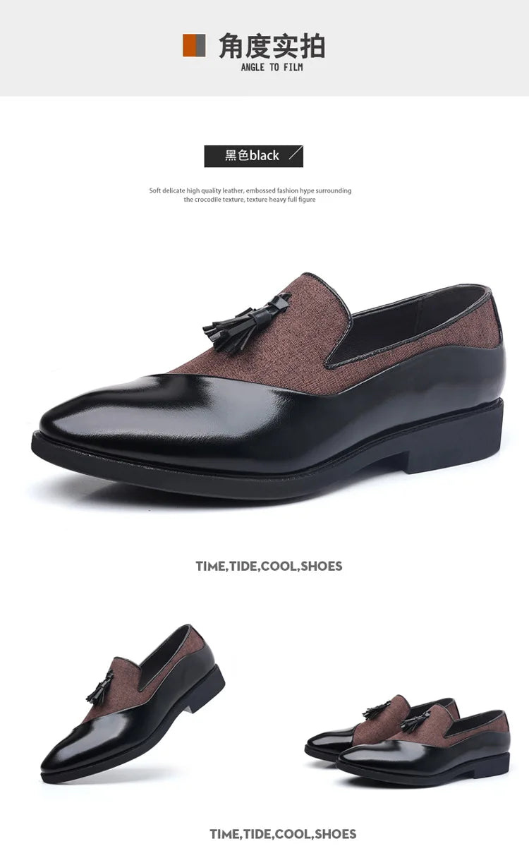 Chaussures Habillées Homme 2026 Nouvelles Chaussures en Cuir Décontractées Homme Chaussures Habillées d'Affaires en Cuir Tendance Polyvalentes Mocassins Bout Pointu à Enfiler