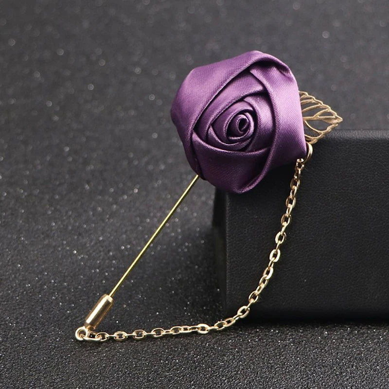 Korean-Style Fabric Flower Boutonniere Corsage Pin | Groom & Wedding Party