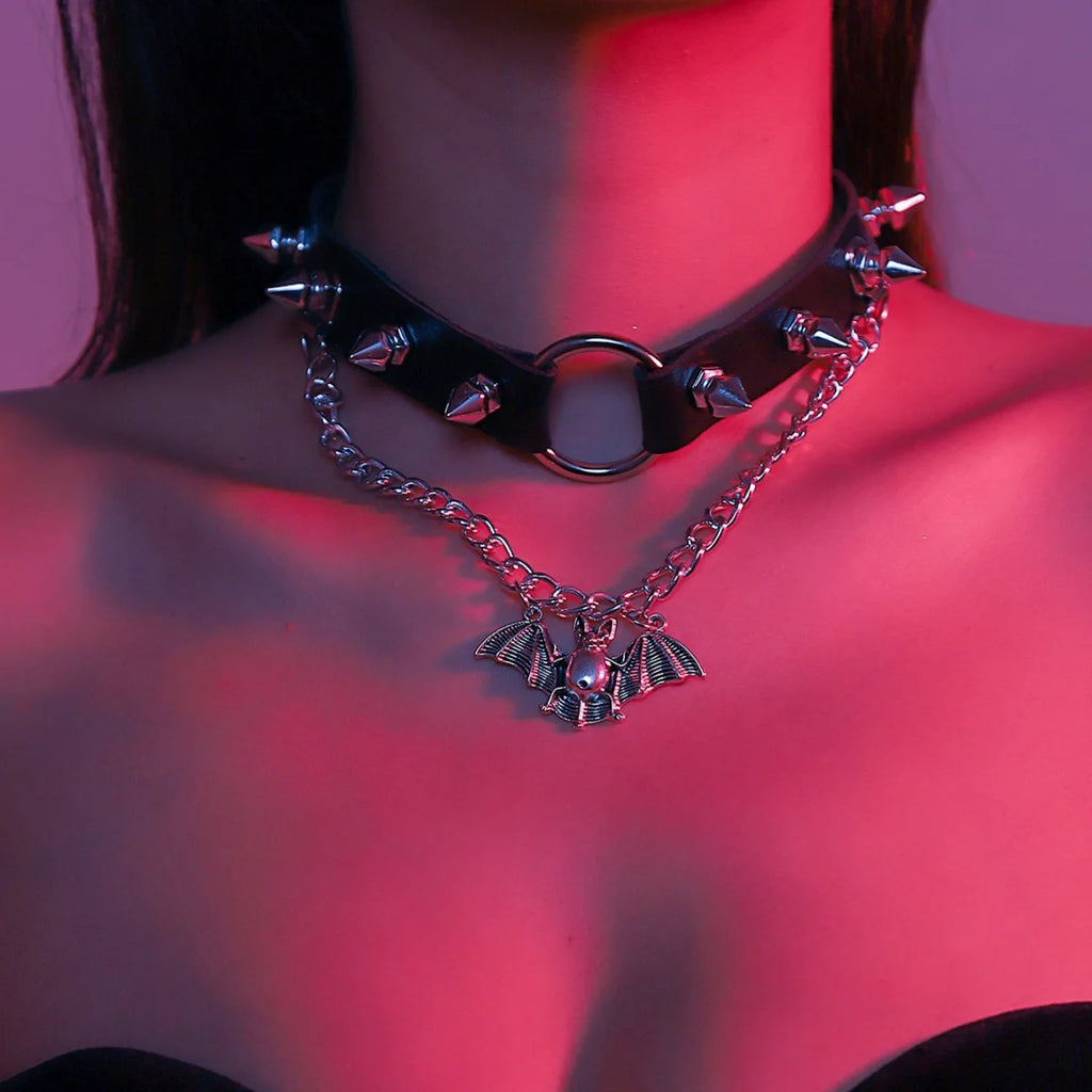 Gothic Skull & Floral Choker Necklace — Halloween & Alternative Wedding Jewelry