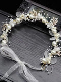 Accessoire de mariage Couronne de mariée Bijoux de cheveux en cristal Tiare avec perles Fleurs Couronne de mariage Bandeau floral de mariée avec perles