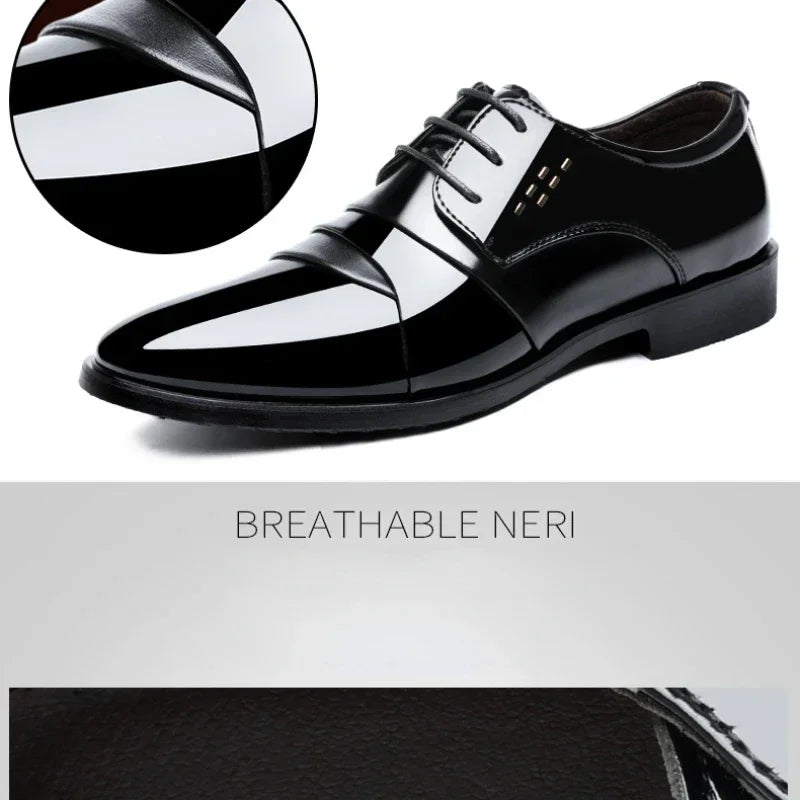 Chaussures de ville pour hommes, luxe, en cuir verni, style Oxford, pour hommes, chaussures habillées en cuir de haute qualité