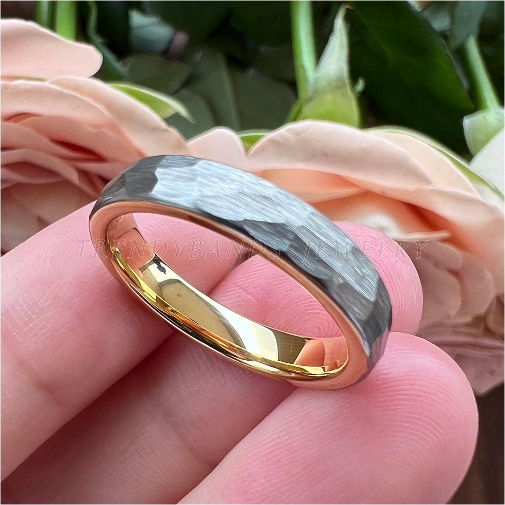 6mm 8mm Hammered Tungsten Carbide Wedding Band for Men Women Domed Brushed Finish Fashion Jewelry Comfort Fit