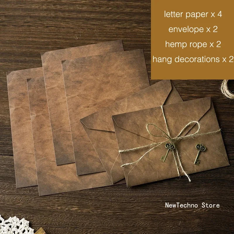Kit de papier à lettres vintage kraft, papier à écrire, enveloppes A5 à fenêtre, enveloppe d'invitation de mariage, enveloppe cadeau
