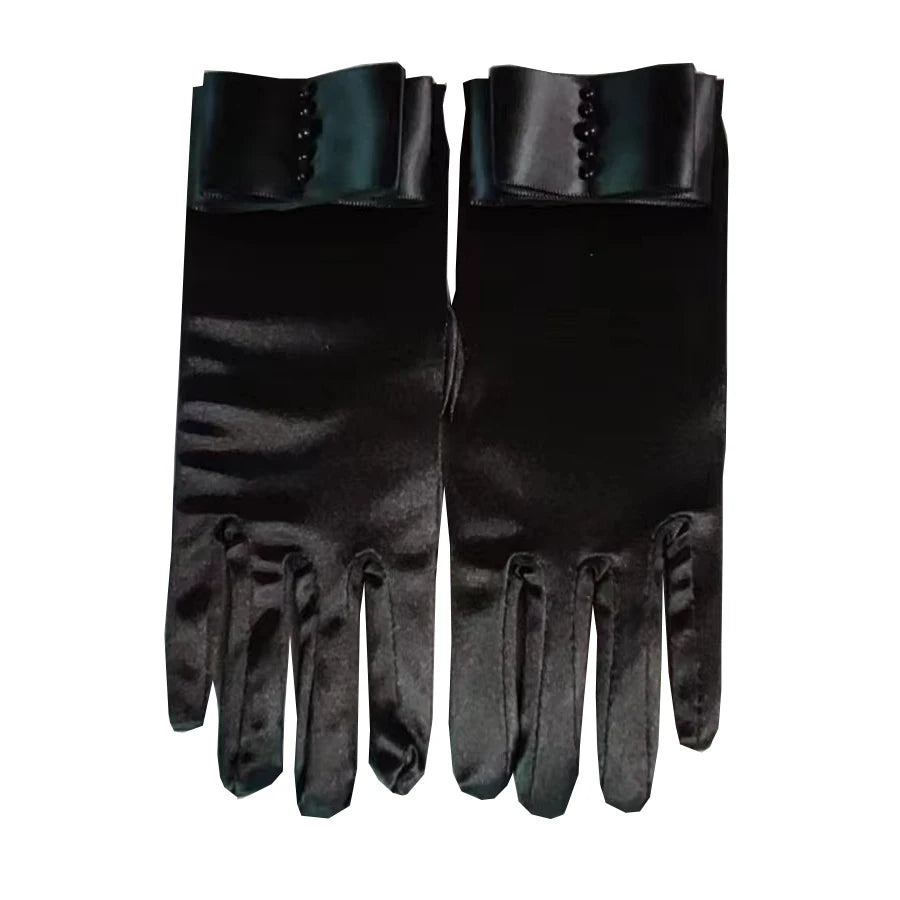 Gants de mariage femme courts poignet satin avec nœud perle blanc jaune rouge rose bleu cadeaux de fête de mariage accessoires de mariage nouveau
