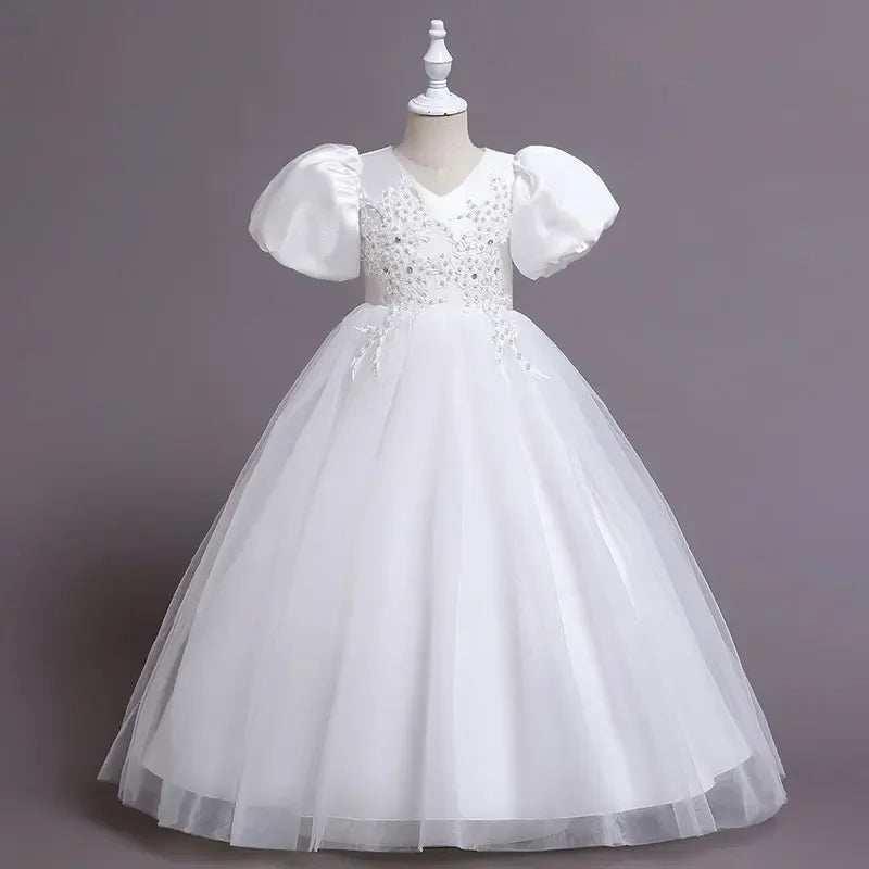 Robes de Demoiselle d'honneur pour Mariages Robes de Soirée Princesse pour Filles Robes d'Enfants à Manches Courtes Robe de Soirée Mariage 3-12 Ans