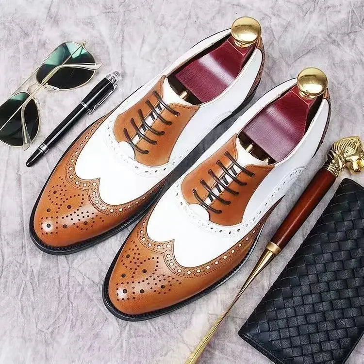 Chaussures habillées multicolores pour hommes Chaussures en cuir rétro pour hommes Chaussures d'affaires baroques pour hommes Chaussures décontractées Oxford pour hommes Erkek Ayakkabı
