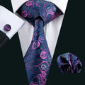 Cravate Homme en Soie Violette Unie avec Pochette Barry.Wang, Ensemble de Cravate et Mouchoir de Poche, Nœuds Papillons Floraux Paisley pour Homme, Cadeau pour Fête, Marié