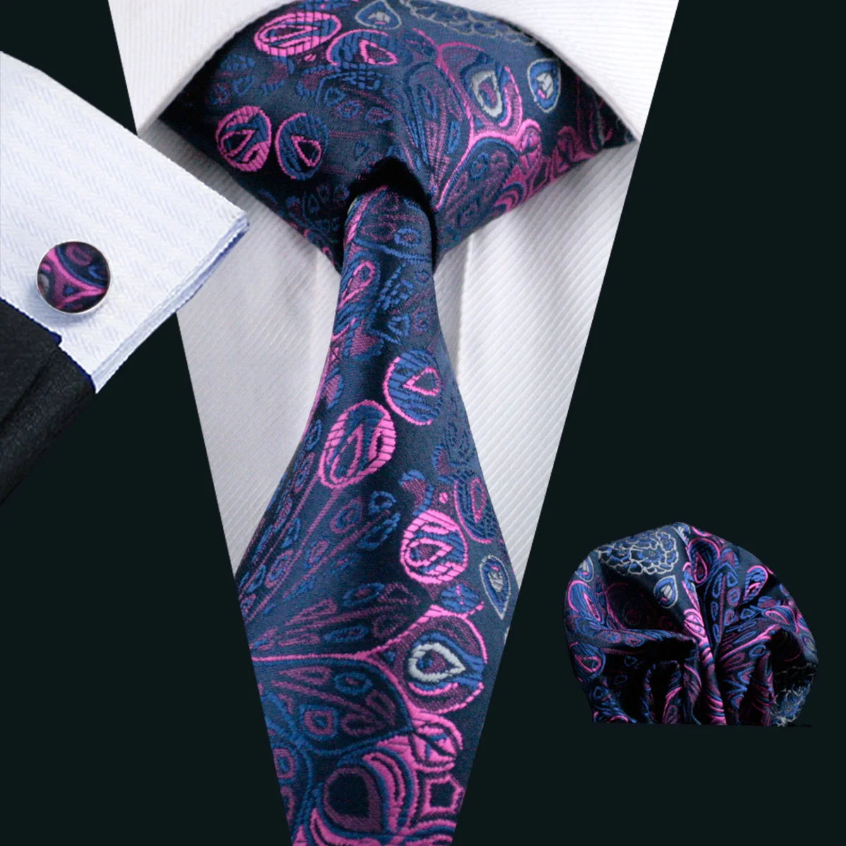 Cravate Homme en Soie Violette Unie avec Pochette Barry.Wang, Ensemble de Cravate et Mouchoir de Poche, Nœuds Papillons Floraux Paisley pour Homme, Cadeau pour Fête, Marié