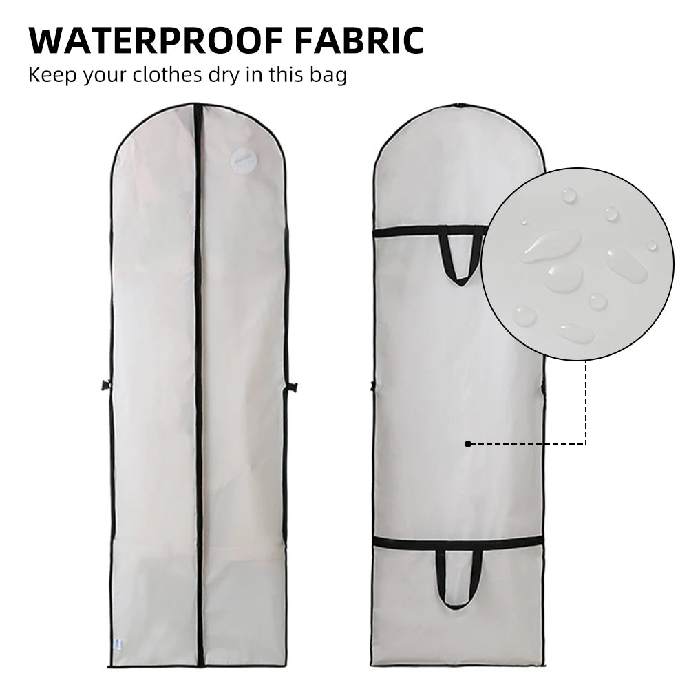 Housse de robe de mariée pliable anti-humidité anti-poussière lavable pour robe de mariée longue