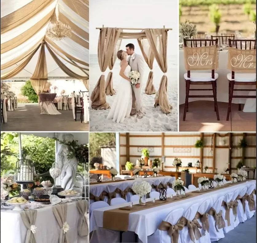 Jute Burlap Ribbon Roll DIY Handmade Craft Supplies for Wedding Decor Gift Wrapping Flower Bouquets Table Garland Party DIY