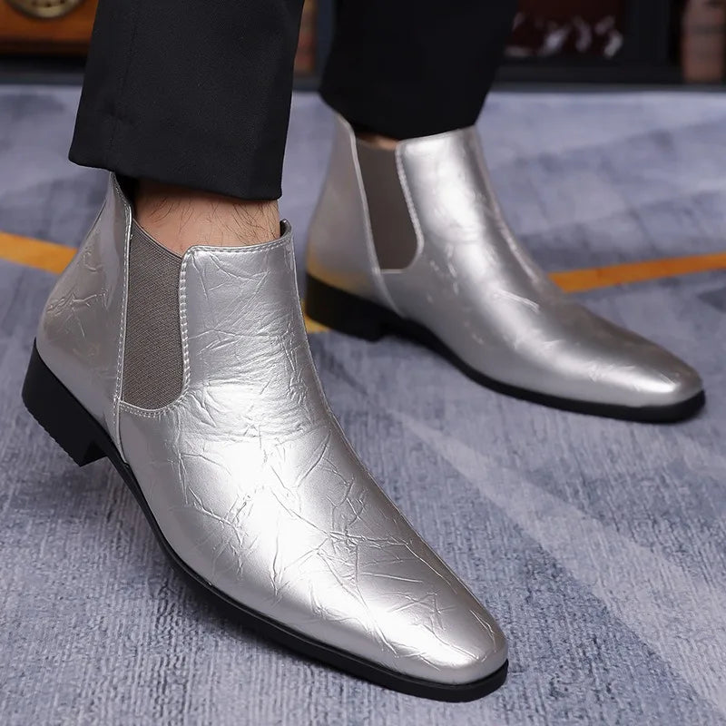Bottes Chelsea Homme Grandes Tailles 39-48 Bottines Rétro de Haute Qualité Bottes en Cuir Tendance pour Hommes Chaussures Habillées d'Affaires Zapatos