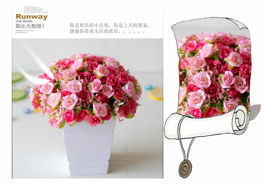 Bouquet de roses artificielles diamant – 21 fleurs, 7 tiges
