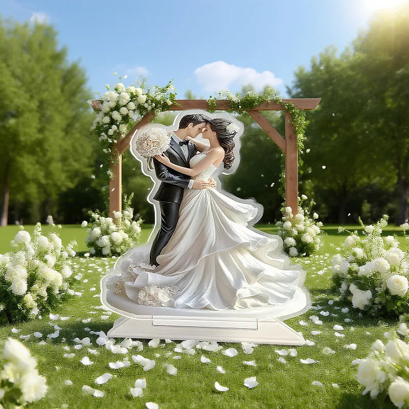 Décoration de gâteau de mariage en acrylique 2D, danse des mariés, pour la décoration de gâteaux de mariage, de fiançailles, d'anniversaire.