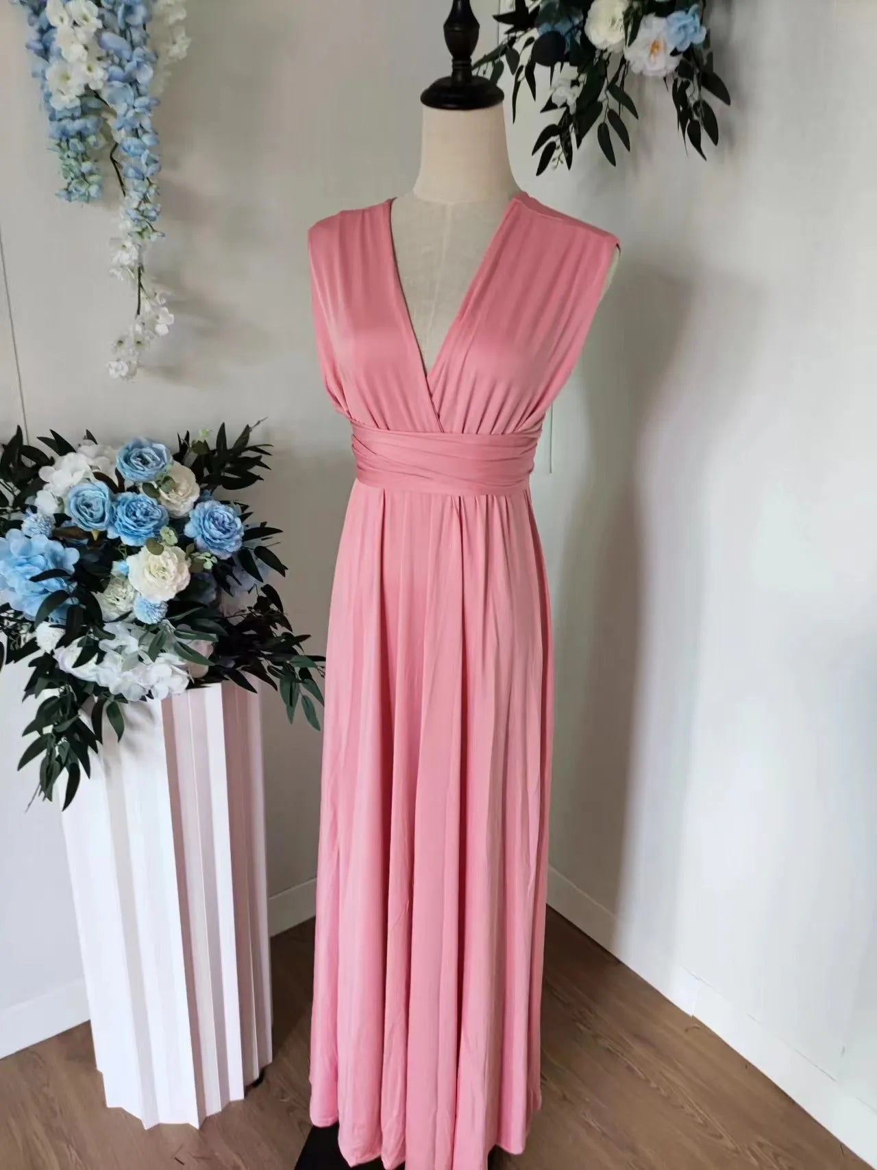 Robe de demoiselle d'honneur, robe longue vert olive de demoiselle d'honneur, robe convertible pour cortège nuptial, robe infinie multivoies, robe sur mesure