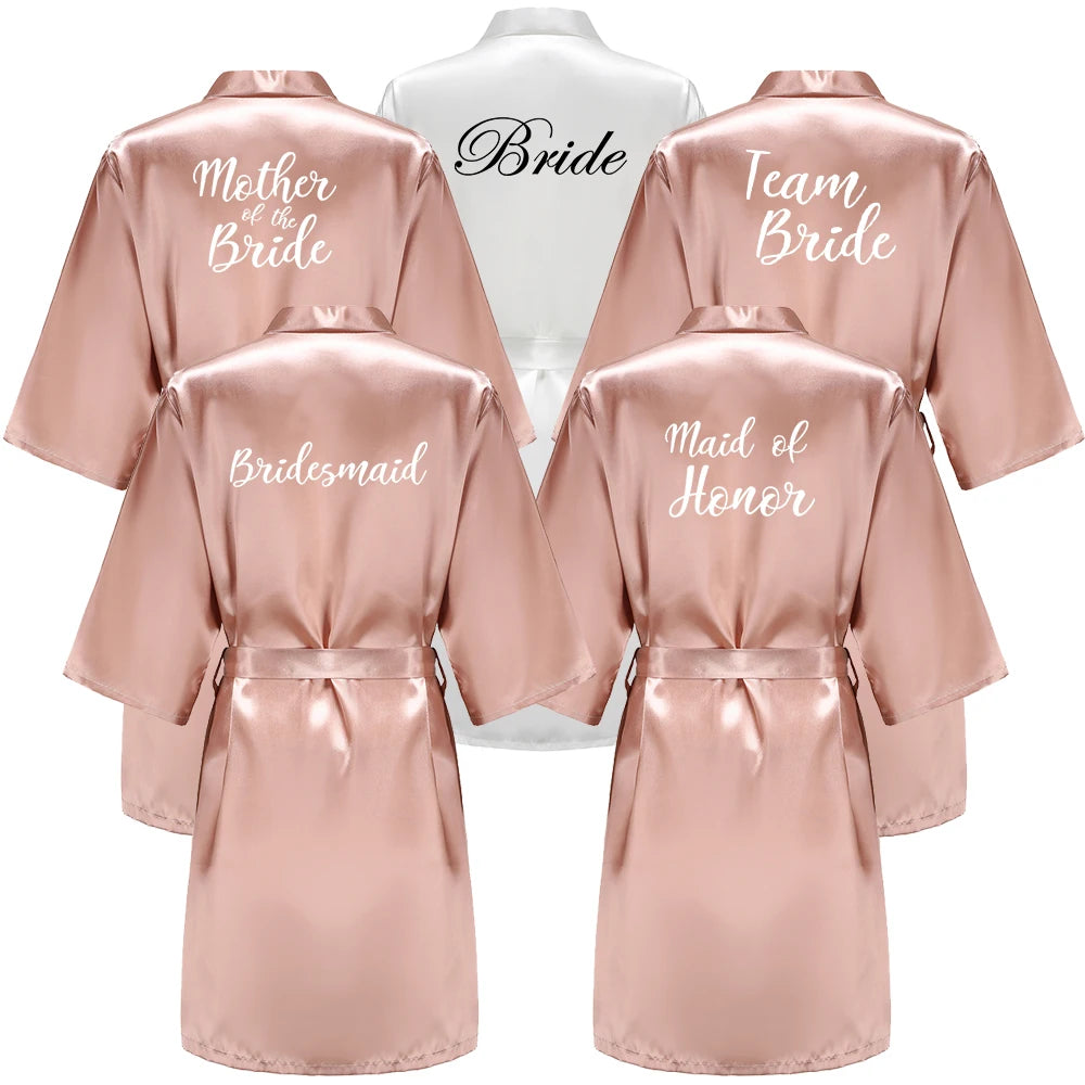 Peignoirs de mariée pour femmes, cadeaux de fête prénuptiale, robe de demoiselle d'honneur, nuisette en satin de soie, kimono sexy d'été, robe de chambre.