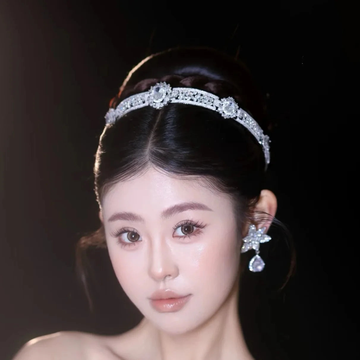 Sparkling Drop water Crystals Wedding Tiaras Headpeices Bridal Headbands Brides Hair Accessories Evening Head Wear