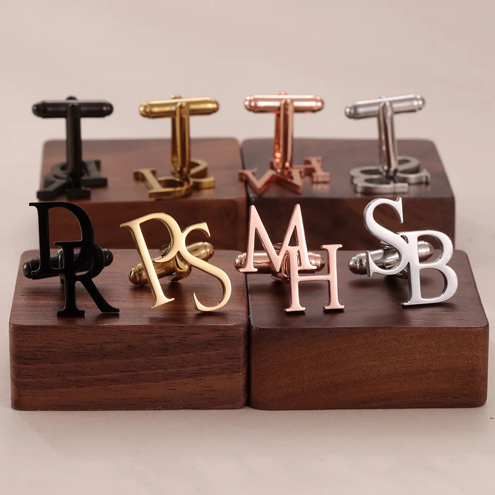 Personalized Initial Cufflinks for Men | Custom Monogram Groom & Wedding Gift