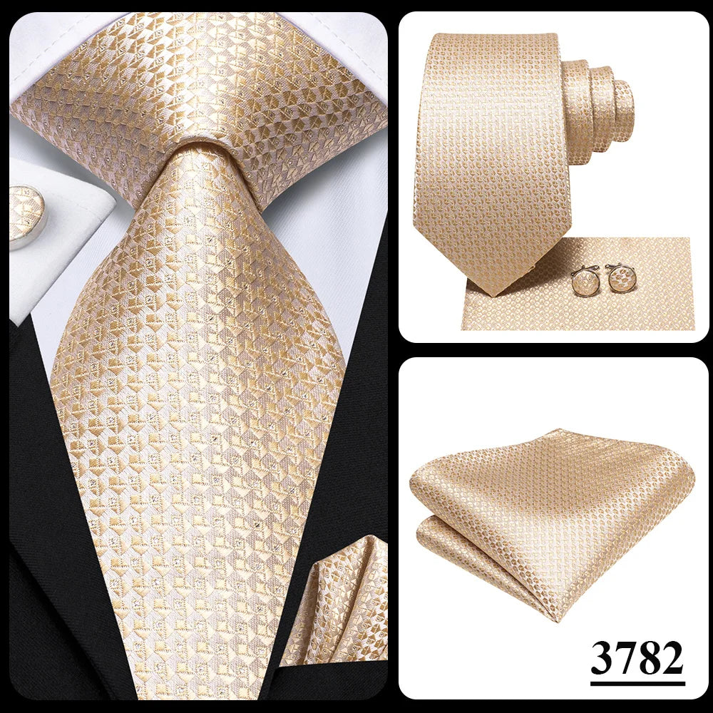 Silk Paisley & Floral Necktie Gift Set | Groom & Groomsmen Wedding Tie with Pocket Square & Cufflinks