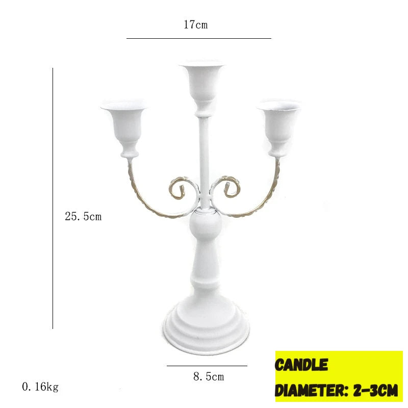 Chandelier en Métal Vintage, Bougeoir à 3 Bras/3 Coupelles avec Base Solide, Décoration de Mariage, Centre de Table Rétro pour Ornement de Table à Domicile