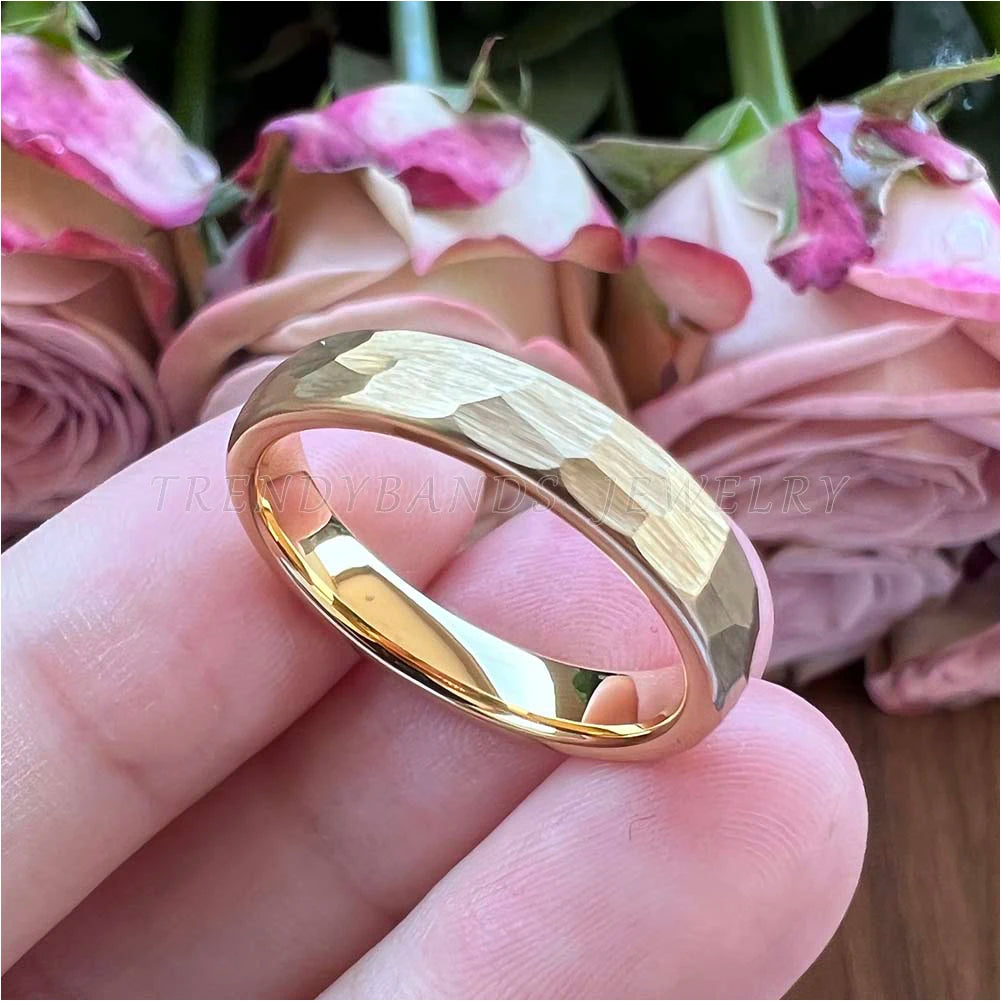 6mm 8mm Hammered Tungsten Carbide Wedding Band for Men Women Domed Brushed Finish Fashion Jewelry Comfort Fit