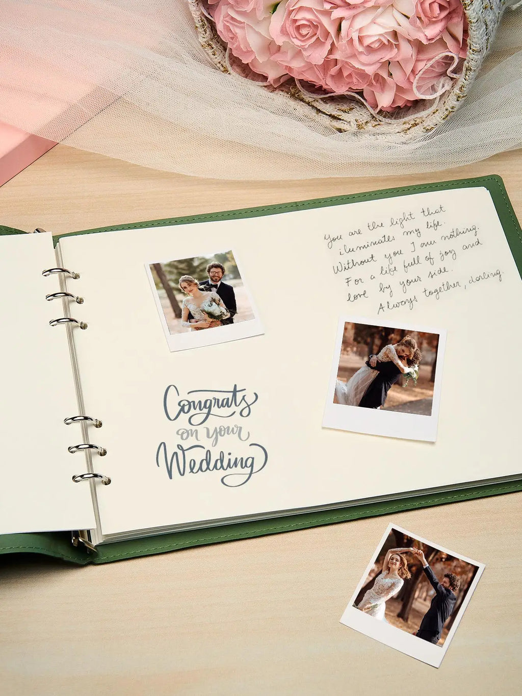 Custom Wedding Guest Book Personalized Name & Date 12.4x9.25 Inch Pink/Sky Blue/Green Unique Gift for Couples