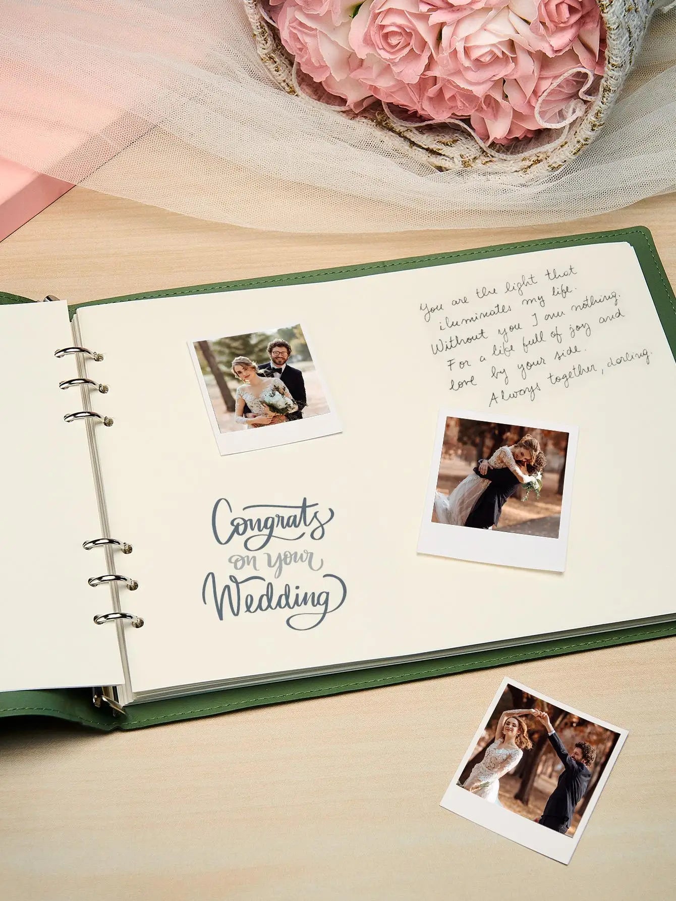 Custom Wedding Guest Book Personalized Name & Date 12.4x9.25 Inch Pink/Sky Blue/Green Unique Gift for Couples