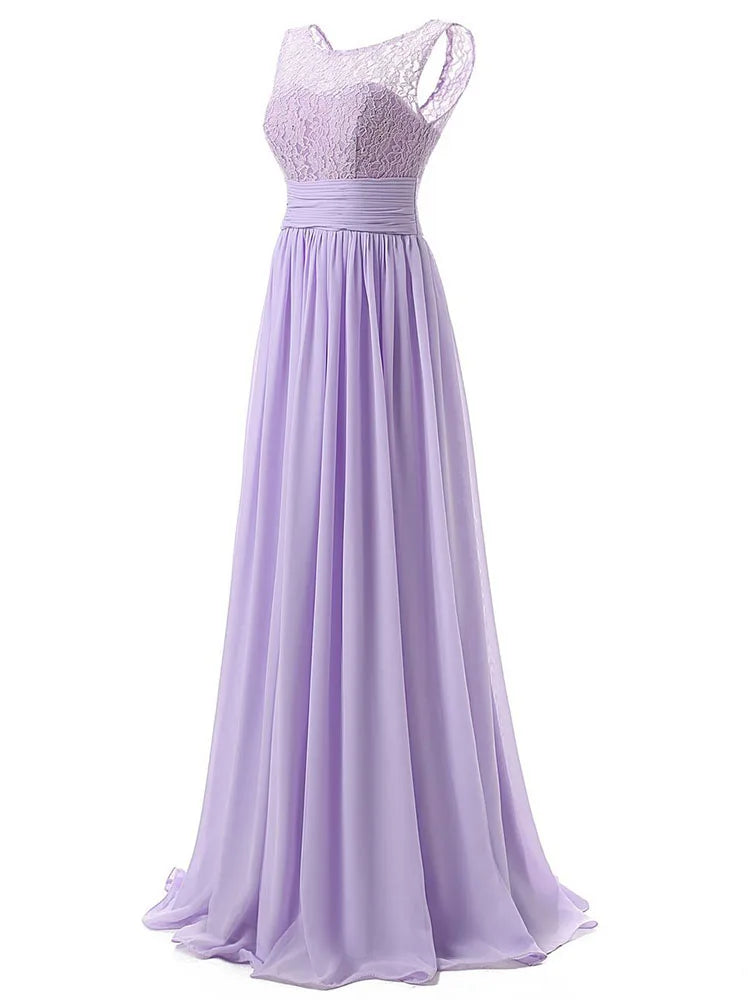 Robe de demoiselle d'honneur trapèze en mousseline personnalisée, robe de soirée de mariage, robes de bal sans manches en dentelle, robe de soirée femme