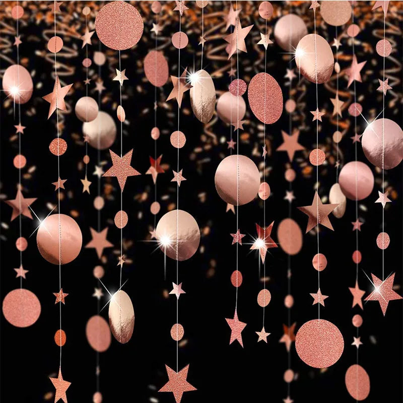 Guirlande en papier pailleté 4M doré champagne Joyeux Anniversaire pour enfant 1 an fille garçon adulte or rose décoration de mariage