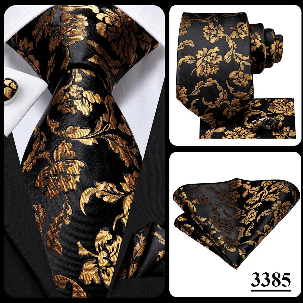 Silk Necktie Gift Set | Groom & Groomsmen Wedding Tie with Pocket Square & Cufflinks