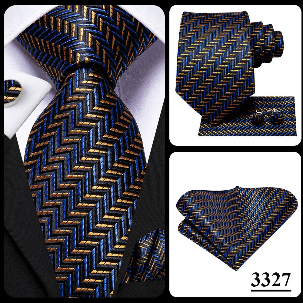 Silk Necktie Gift Set | Groom & Groomsmen Wedding Tie with Pocket Square & Cufflinks