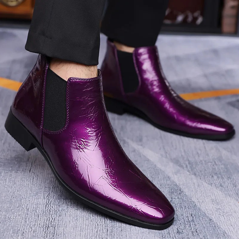 Bottes Chelsea Homme Grandes Tailles 39-48 Bottines Rétro de Haute Qualité Bottes en Cuir Tendance pour Hommes Chaussures Habillées d'Affaires Zapatos