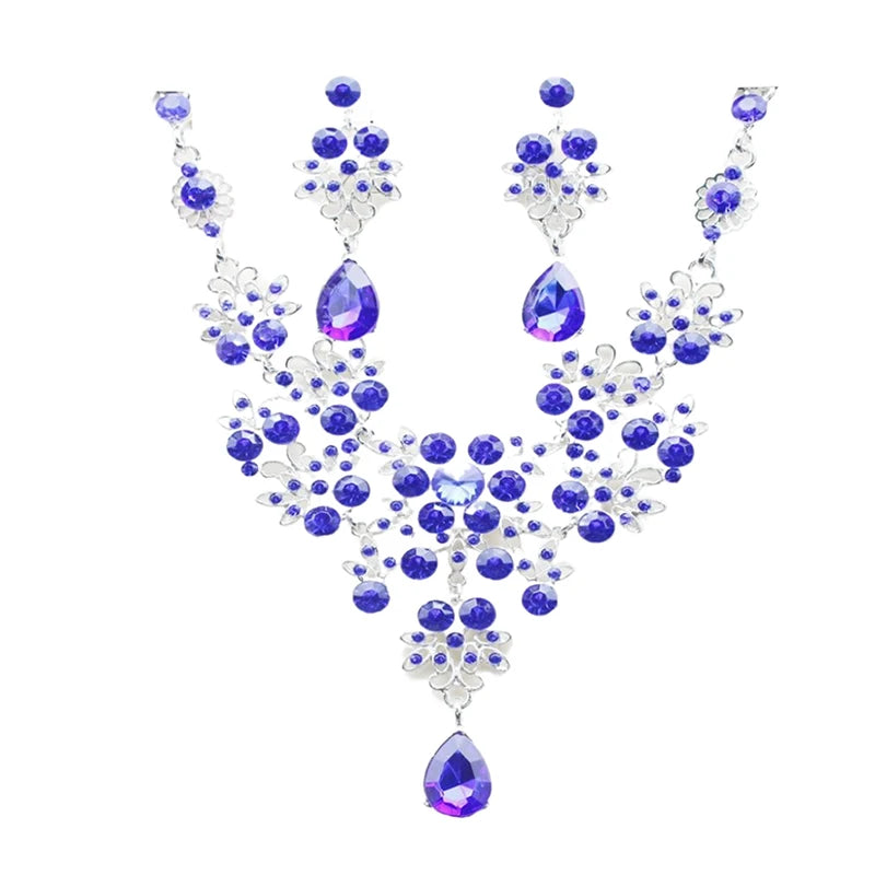 Flower & Water Drop Bridal Necklace & Earring Set