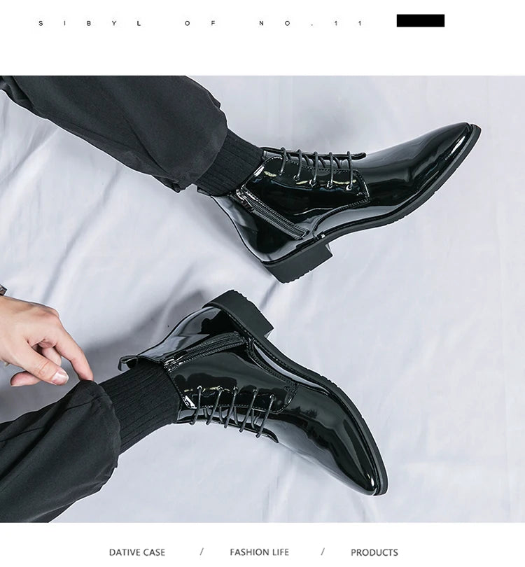 Bottes de luxe pour homme à paillettes, tendance, violettes, montantes, chaussures de mariage pour homme, bouts pointus, fermetures éclair, chaussures de ville pour homme, grande taille 47