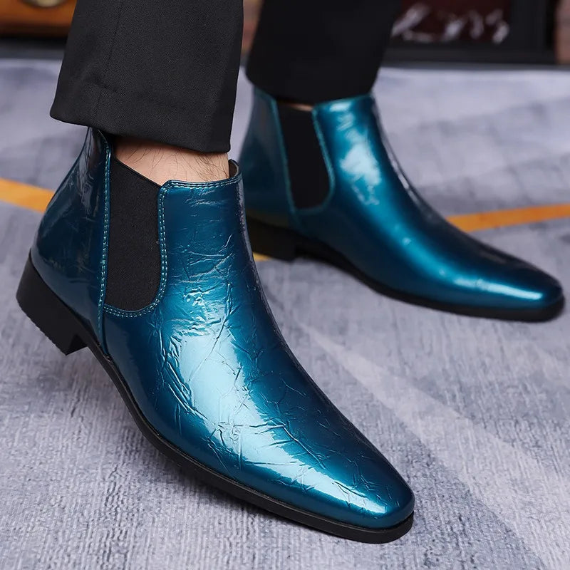 Bottes Chelsea Homme Grandes Tailles 39-48 Bottines Rétro de Haute Qualité Bottes en Cuir Tendance pour Hommes Chaussures Habillées d'Affaires Zapatos