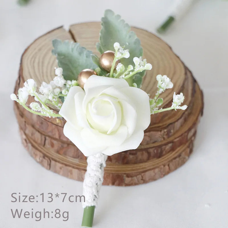 Korean-Style Fabric Flower Boutonniere Corsage Pin | Groom & Wedding Party