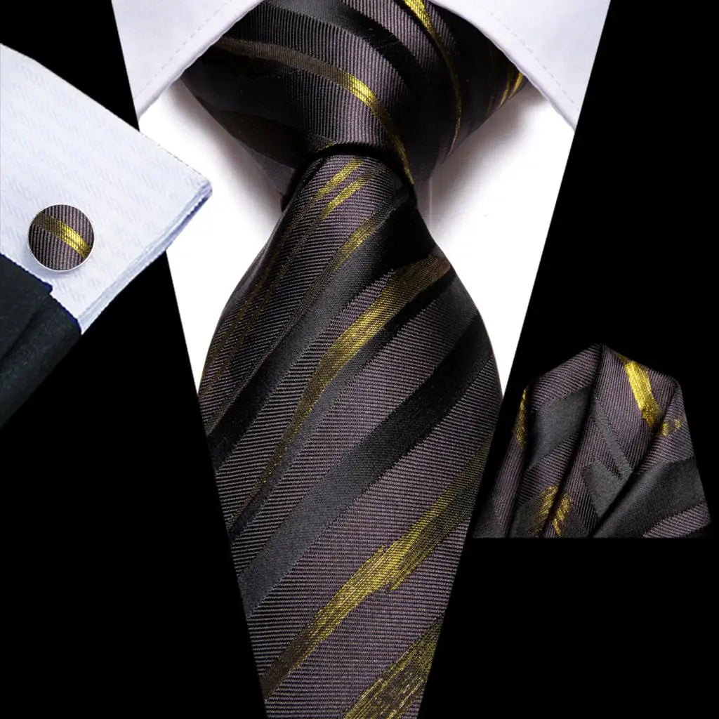 Silk Necktie Gift Set | Groom & Groomsmen Wedding Tie with Pocket Square & Cufflinks