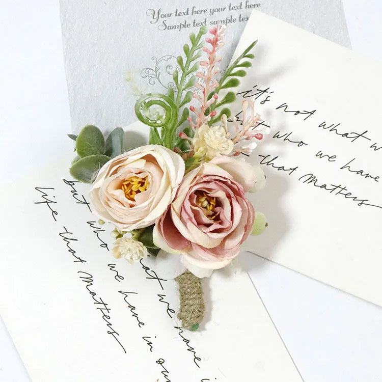 Wedding Boutonniere & Corsage | Silk Flower Pin for Groom, Groomsmen & Guests