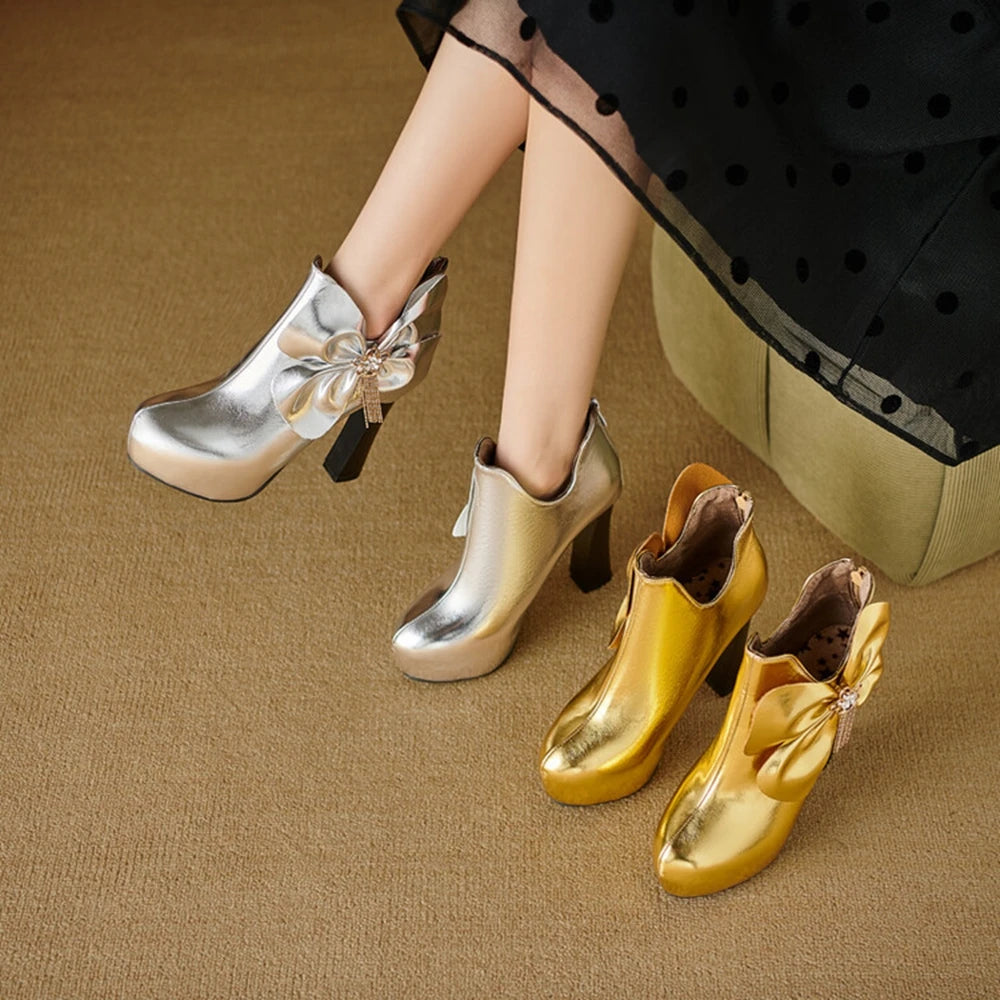 Women Spring and Autumn Fashion Round Head Coarse Heel Ankle Boots Dress Party Short Boots Work Clothes Women Shoes 55-8