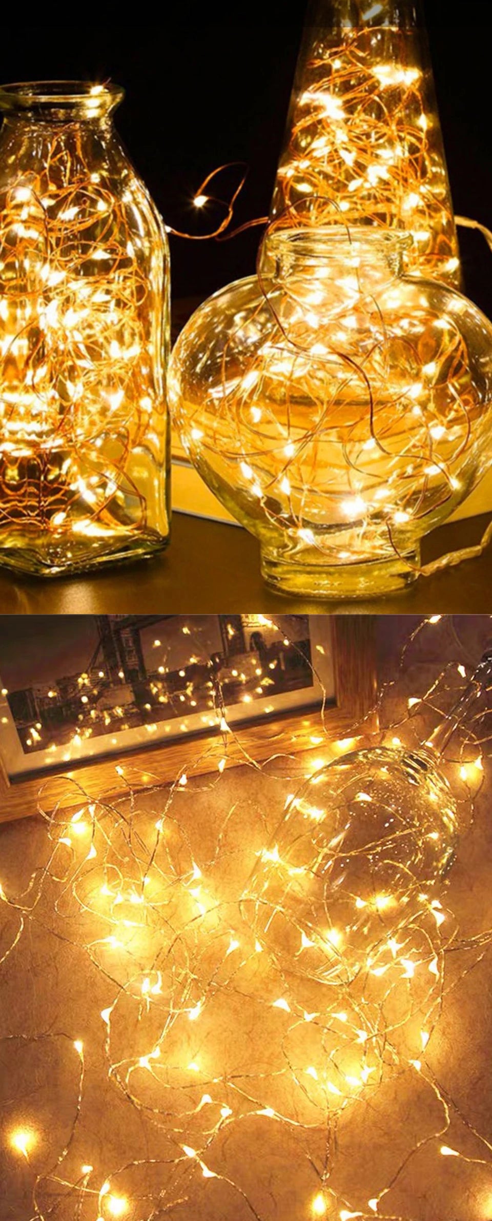 Guirlande Lumineuse LED USB, Fil de Cuivre, Éclairage Féérique, Lumières d'Ambiance pour Fêtes, Mariages, Noël, Décoration Extérieure.