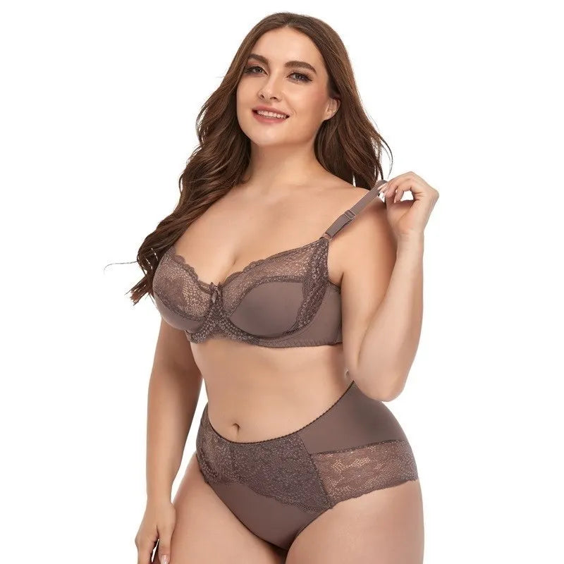 Ensemble de Lingerie Sexy en Dentelle Soutien-Gorge et Culotte Femme Grande Taille Bretelles Réglables Style Simple Confortable Beauwear