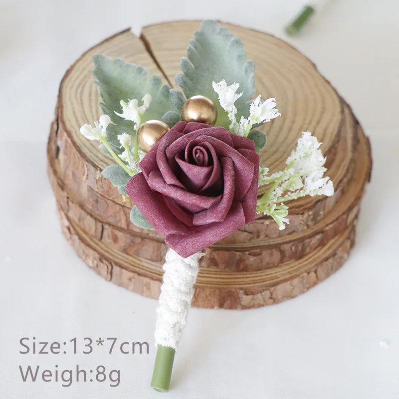 Korean-Style Fabric Flower Boutonniere Corsage Pin | Groom & Wedding Party
