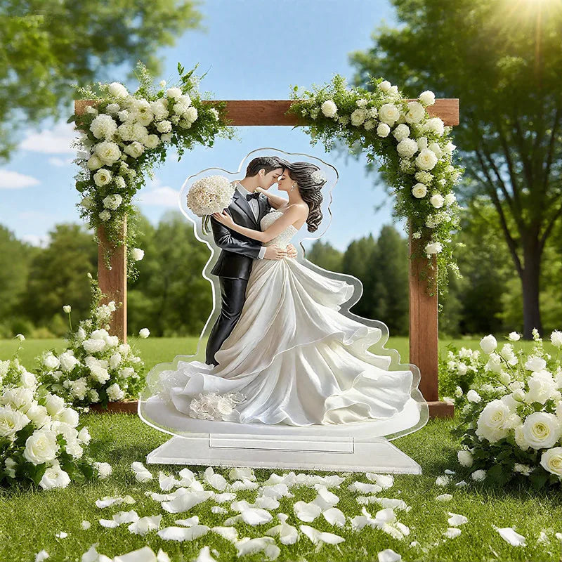 Décoration de gâteau de mariage en acrylique 2D, danse des mariés, pour la décoration de gâteaux de mariage, de fiançailles, d'anniversaire.