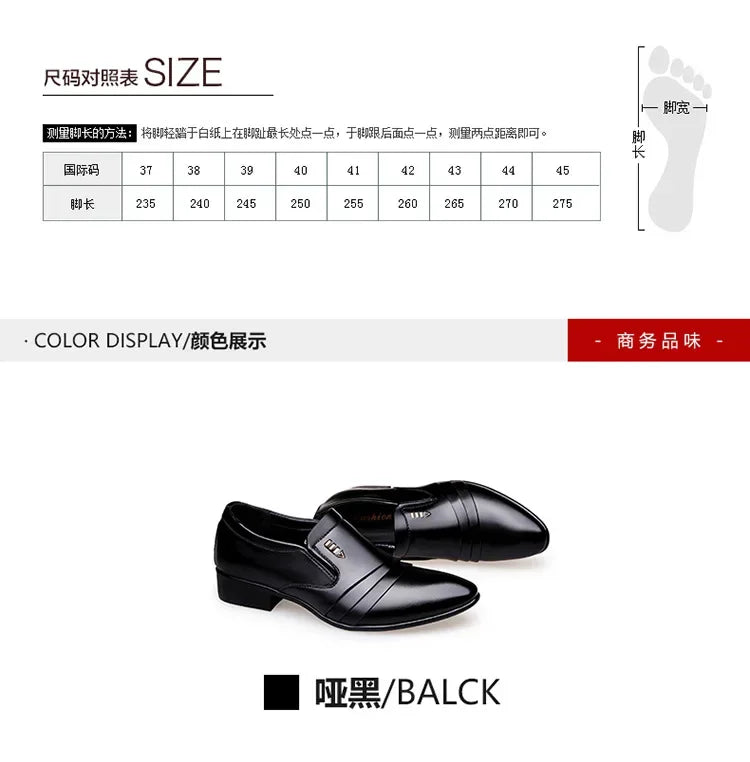 Chaussures habillées pour hommes en cuir PU, mocassins d'affaires tendance pour hommes, chaussures noires pointues Oxford respirantes pour mariage formel