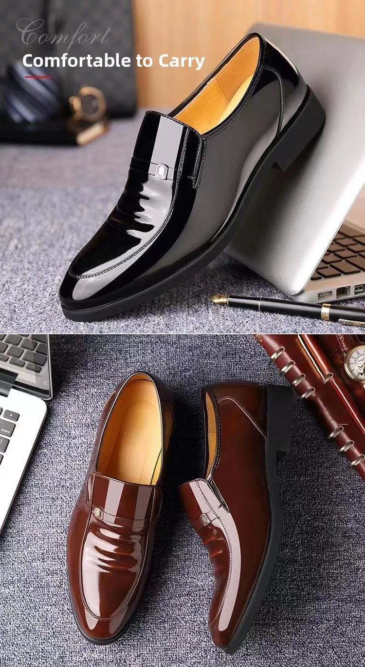 Chaussures en cuir habillées pour hommes, style britannique, décontractées, pour marié, rehaussant la taille, respirantes, à bout pointu, pour l'été