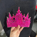 Accessoires de cheveux de mariage colorés roses, coiffe de concours de beauté, diadème de mariée Fait à la main en CRISTAL coloré avec perles
