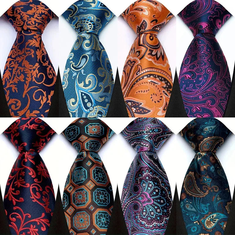 Cravate de luxe 8CM pour homme, motifs floraux et cachemire, tissée jacquard, accessoires pour occasions d'affaires et de mariage.