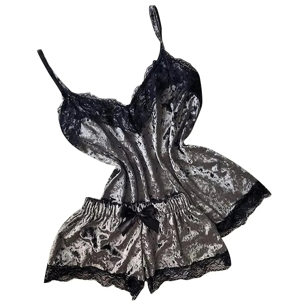 Ensemble Pyjama Velours Automne Hiver Femme Lingerie Sexy Vêtements de Nuit Mignon Débardeur et Short Ensembles Pyjama Loungewear