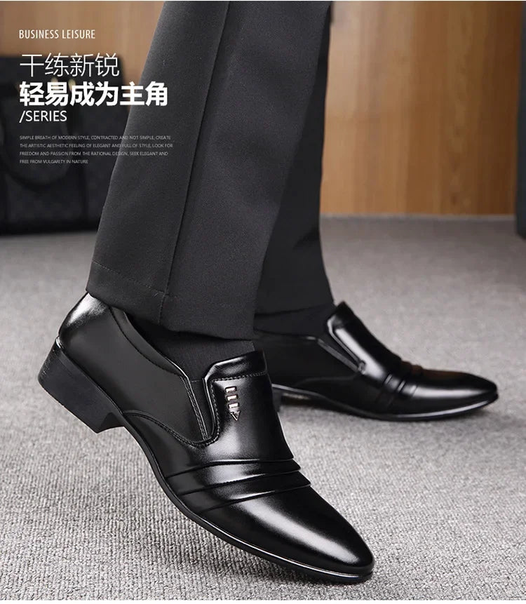 Chaussures habillées pour hommes en cuir PU, mocassins d'affaires tendance pour hommes, chaussures noires pointues Oxford respirantes pour mariage formel