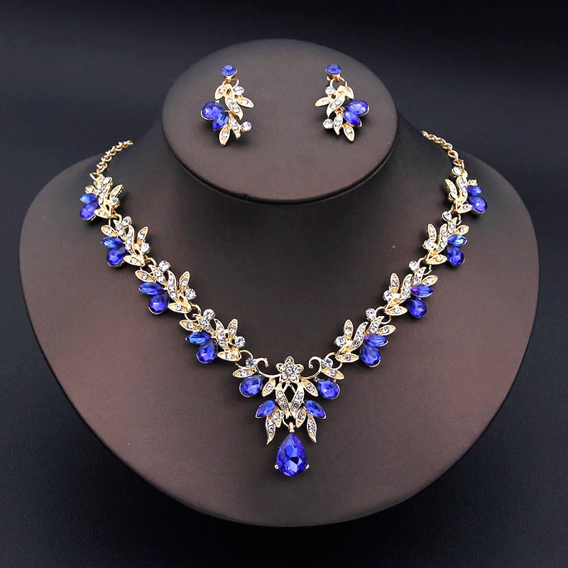 Princess Crown Bridal Jewelry Set — Necklace, Earrings & Crown